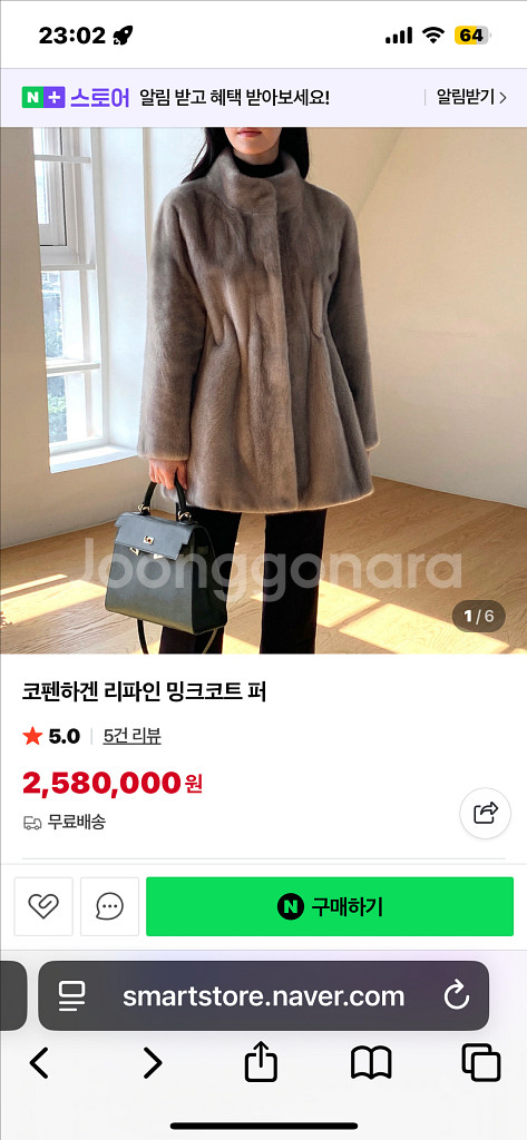 여성용 밍크 코트 준퍼 실버블루 차이나 넥--3