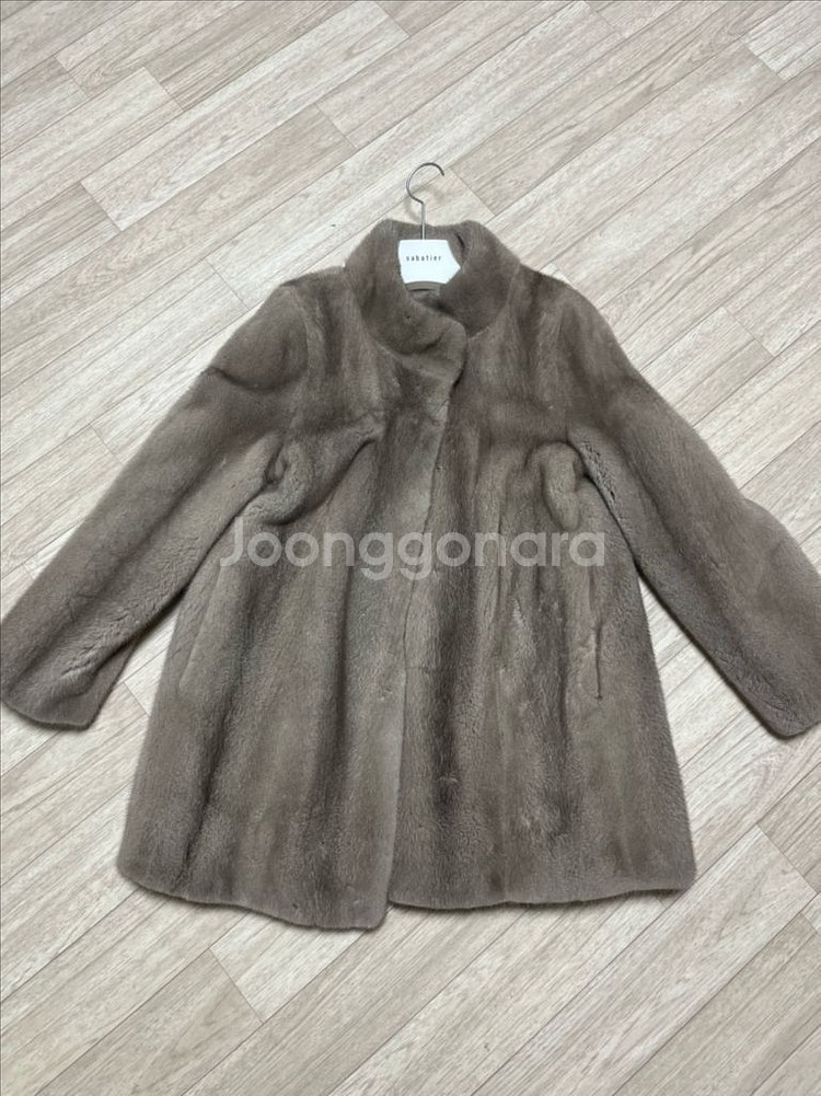 여성용 밍크 코트 준퍼 실버블루 차이나 넥--0