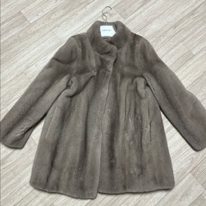 여성용 밍크 코트 준퍼 실버블루 차이나 넥