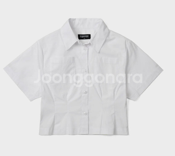 여자 크롭슬림 반팔 셔츠 화이트 m--0