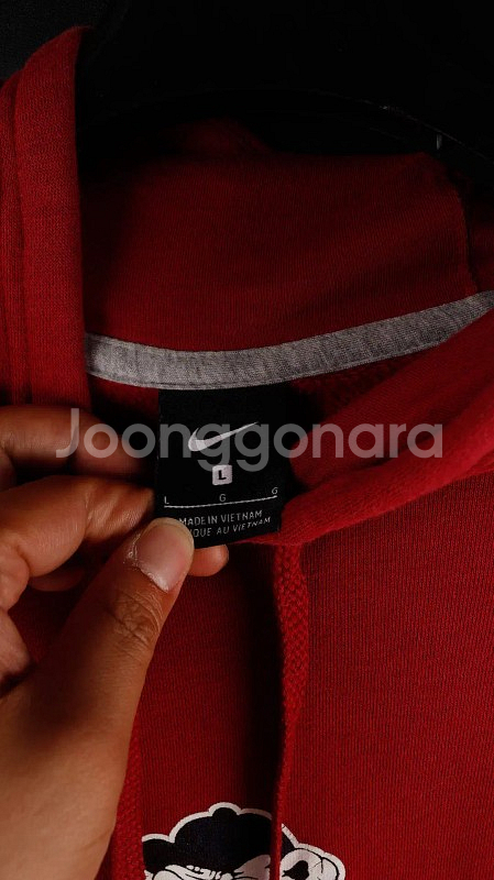 [L] 나이키 불독 레드 후드티--1