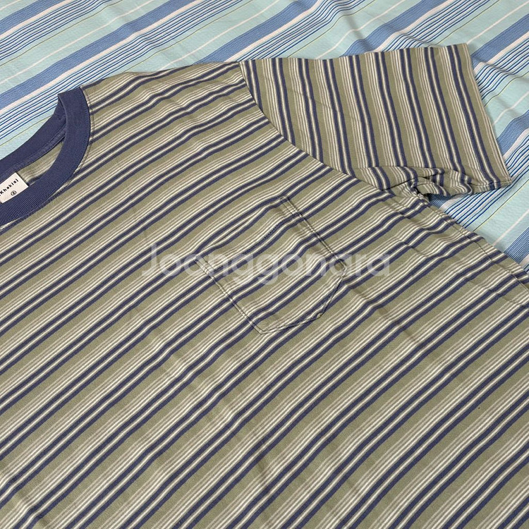 카키스 워시드 보더 티셔츠 (주우재/레드벨벳 슬기)--2