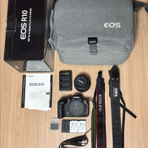 캐논 EOS R10풀박 에눌가능 (가방, 여분스트랩과 배터리 포함)