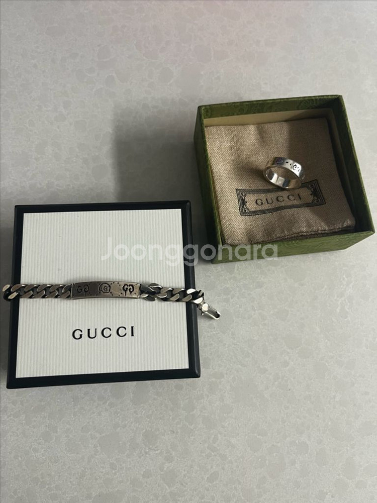 구찌 GG 고스트 링 & 체인 팔찌 세트--1