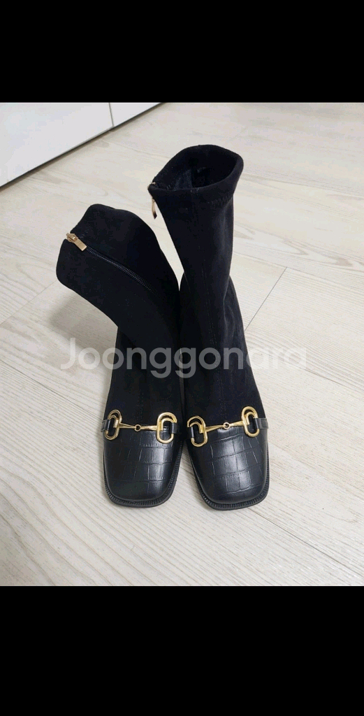 [미착용&새제품] 홀스빗 앞코가죽 스웨이드 앵클부츠 6.5cm/245--1