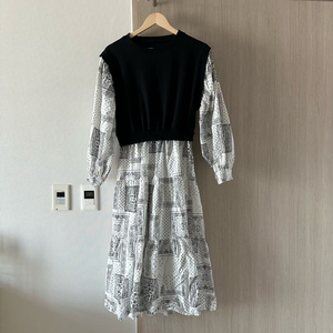 니트조끼 레이어드 페이즐롱원피스