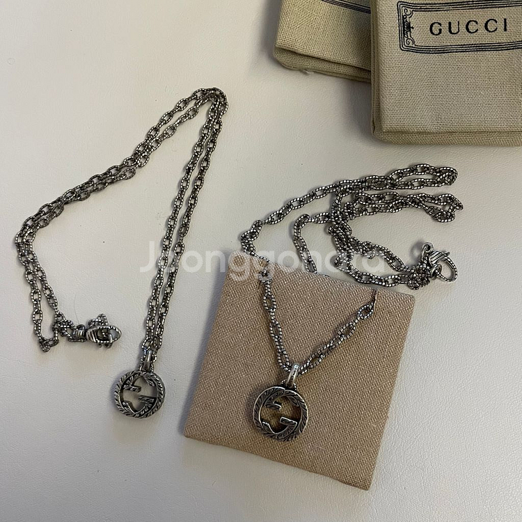 구찌 커플 목걸이 남자 여자 실버--0