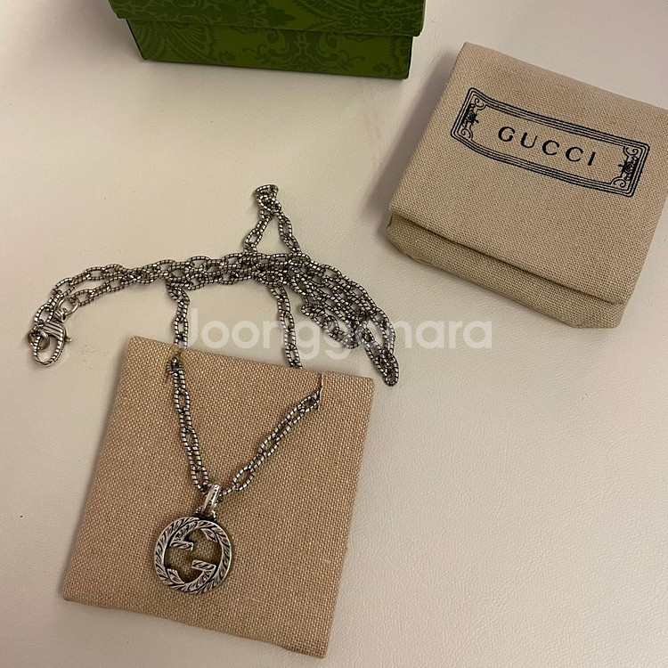 구찌 커플 목걸이 남자 여자 실버--2
