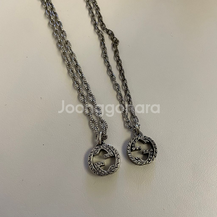 구찌 커플 목걸이 남자 여자 실버--4