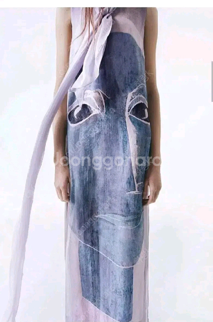 zara 자라 스카프 디테일 프린트 플루이드 원피스 - M--2