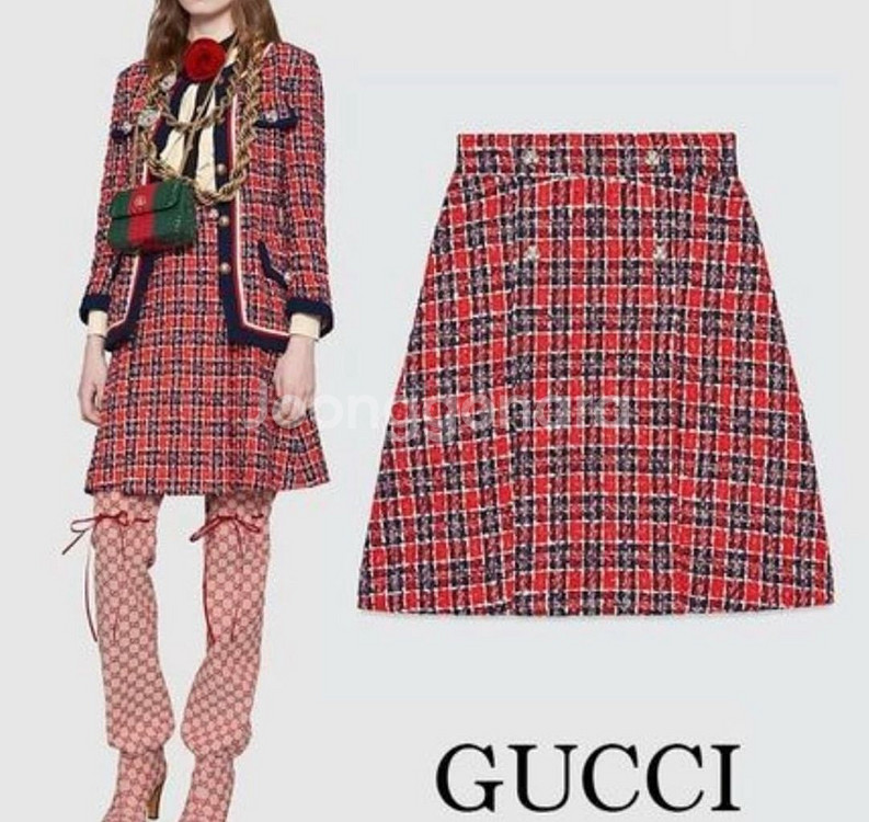 장품 구찌 체크 스커트 40--8