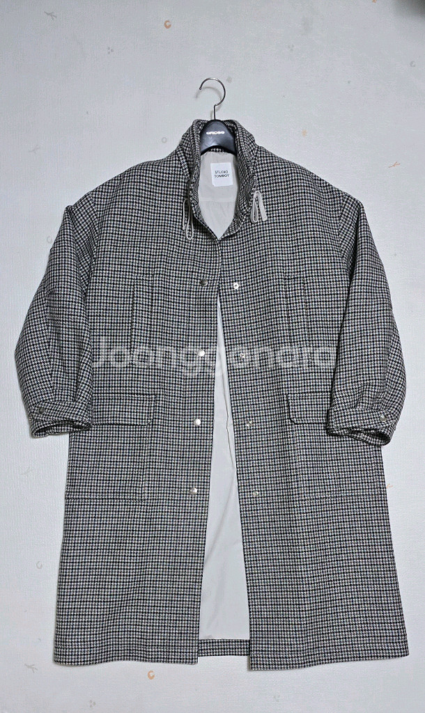 스튜디오 톰보이 체크 롱 코트--0