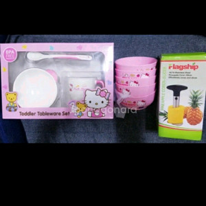 키티그릇 세트+파인애플 깍는기계 미사용!