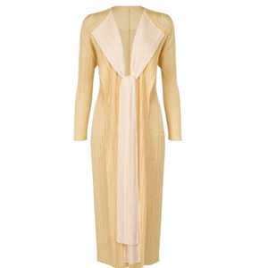 이세이미야케 플리츠플리즈 가디건 메리 바이컬러 롱가디건 베이지 3사이즈