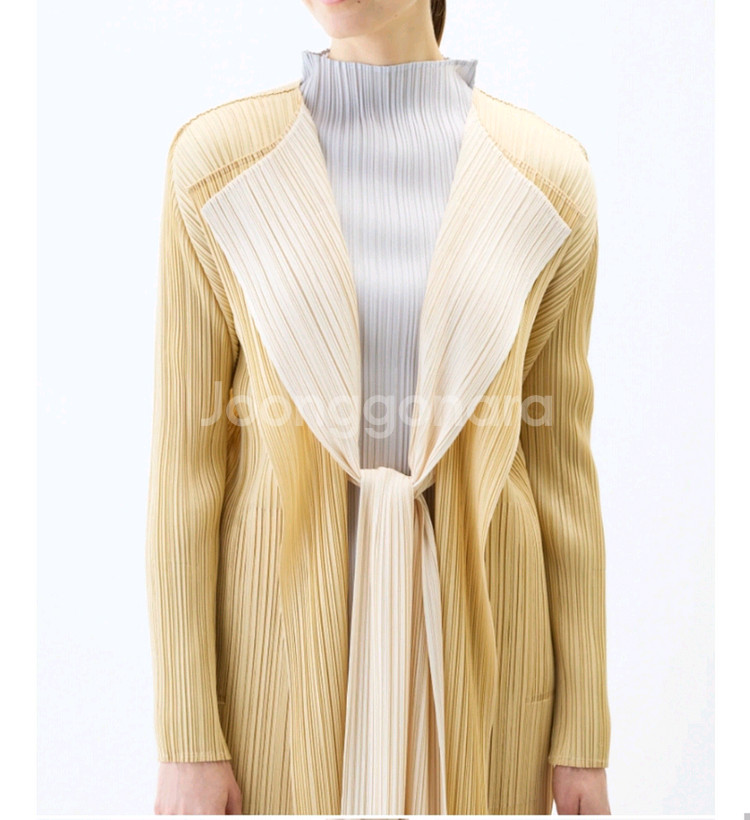 이세이미야케 플리츠플리즈 가디건 메리 바이컬러 롱가디건 베이지 3사이즈--5