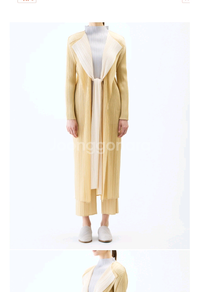 이세이미야케 플리츠플리즈 가디건 메리 바이컬러 롱가디건 베이지 3사이즈--6