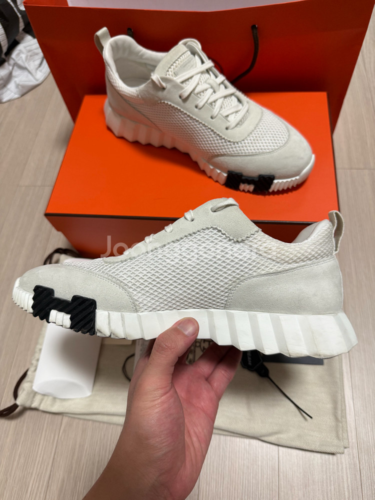 [41] 에르메스 바운싱 스니커즈 메쉬 스웨이드 블랑--2