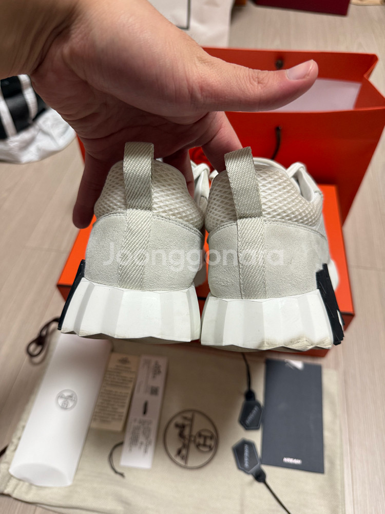 [41] 에르메스 바운싱 스니커즈 메쉬 스웨이드 블랑--6