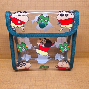 짱구 투명 파우치 그린