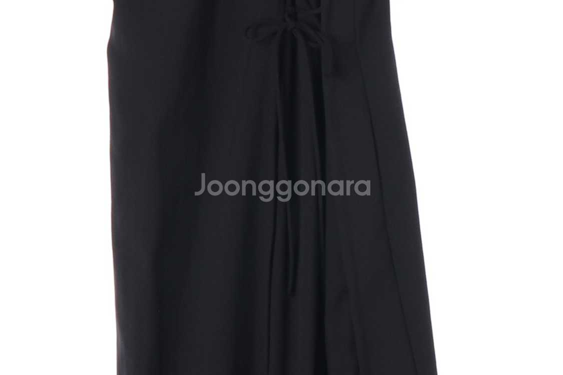 [S]자라 블랙 레이스업 V스트랩 나시 원피스 롱 슬립드레스--3