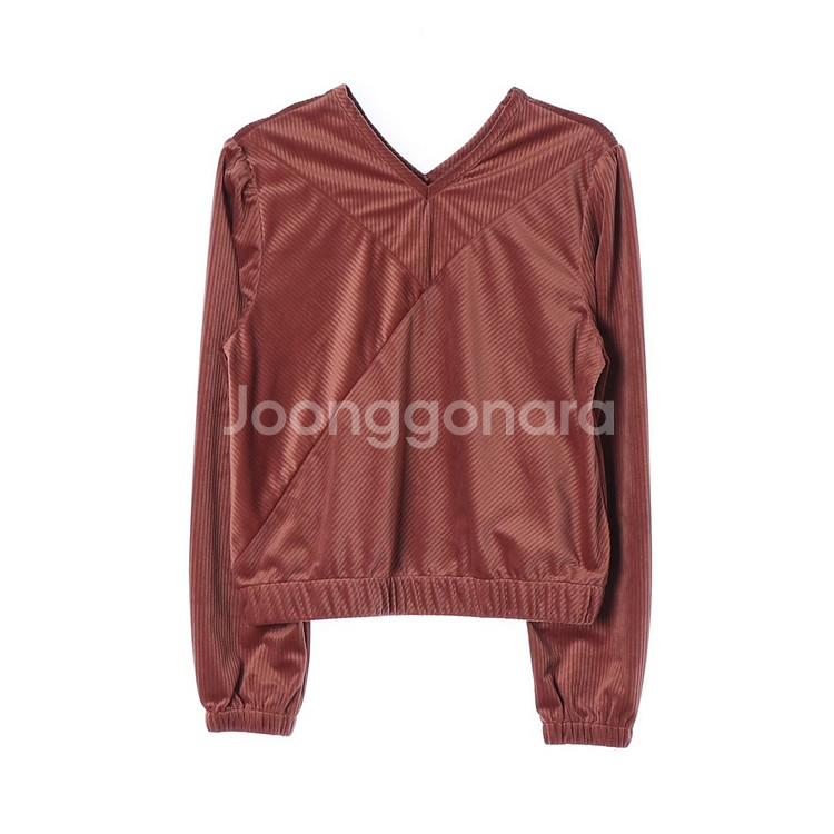 [M]마가린핑거스 벨벳 골지 브이넥 긴팔 티셔츠 블라우스--0