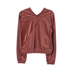 [M]마가린핑거스 벨벳 골지 브이넥 긴팔 티셔츠 블라우스