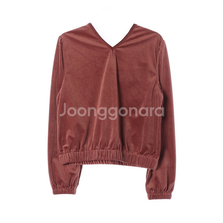 [M]마가린핑거스 벨벳 골지 브이넥 긴팔 티셔츠 블라우스--3