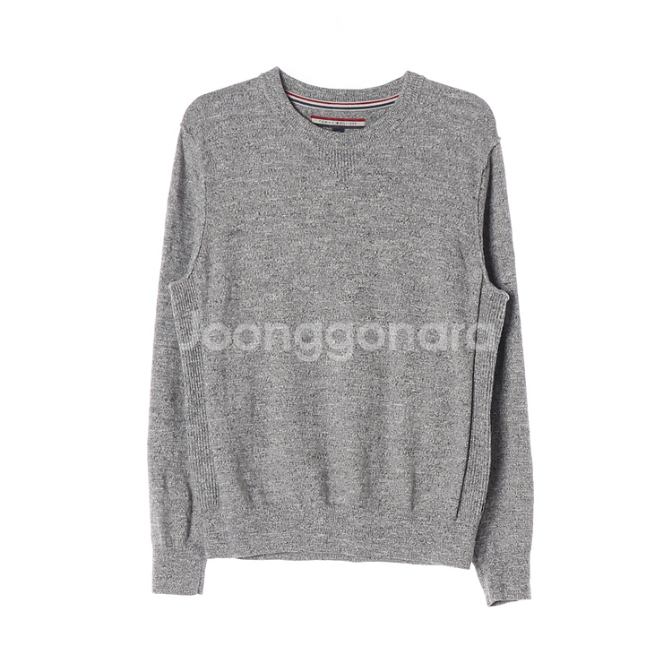 [S]타미힐피거 그레이 보카시 코튼 라운드 니트 스웨터--0