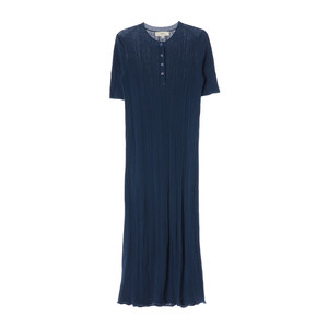 [S]아떼바네사브루노 딥블루 헨리넥 반팔 롱 니트원피스