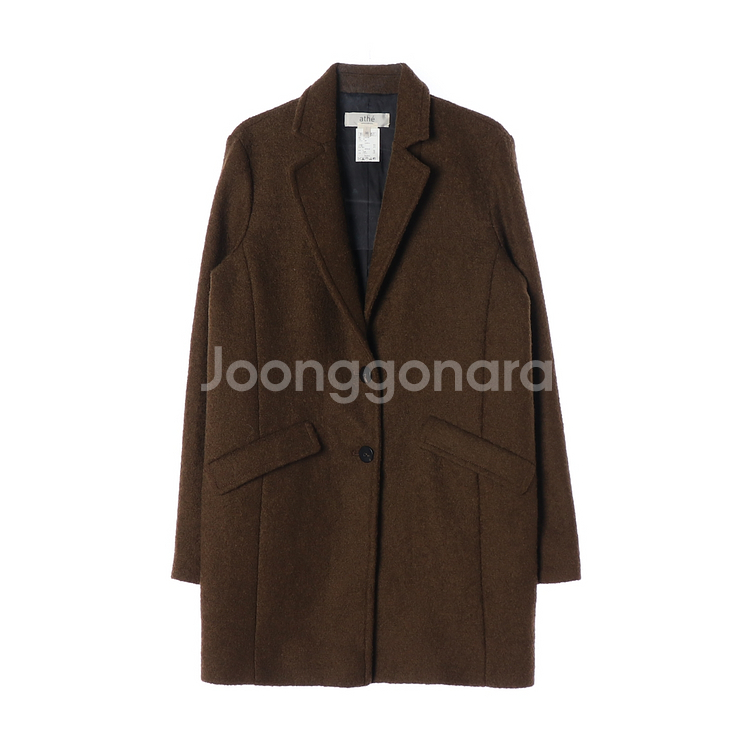 [S]아떼바네사브루노 울82% 브라운 싱글브레스티드코트--0