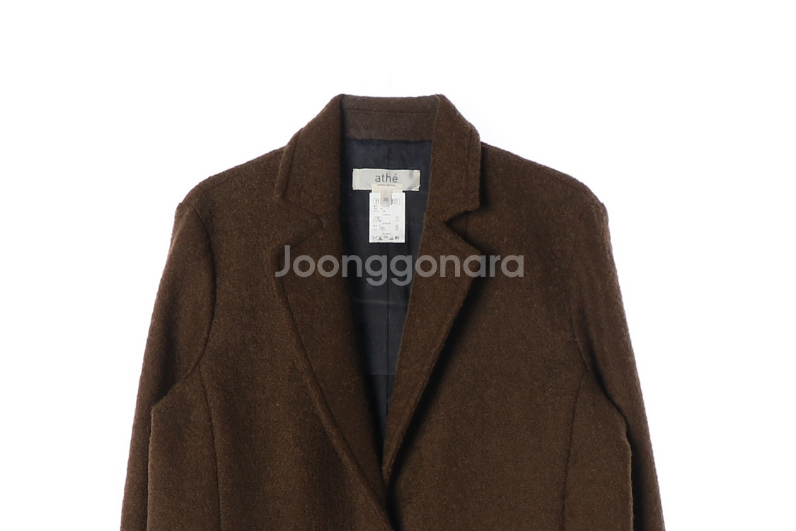 [S]아떼바네사브루노 울82% 브라운 싱글브레스티드코트--1