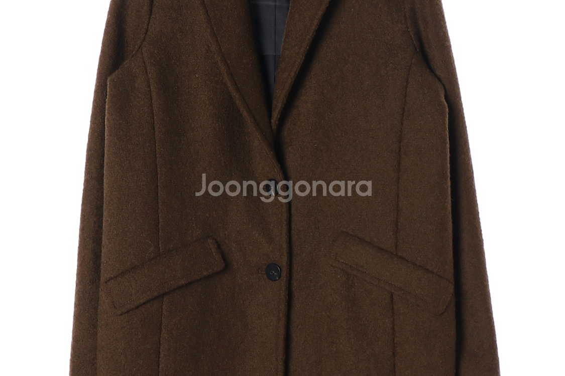[S]아떼바네사브루노 울82% 브라운 싱글브레스티드코트--2