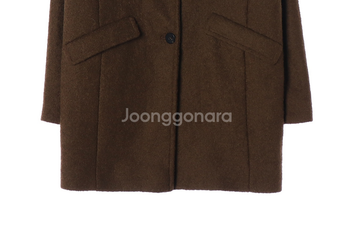 [S]아떼바네사브루노 울82% 브라운 싱글브레스티드코트--3