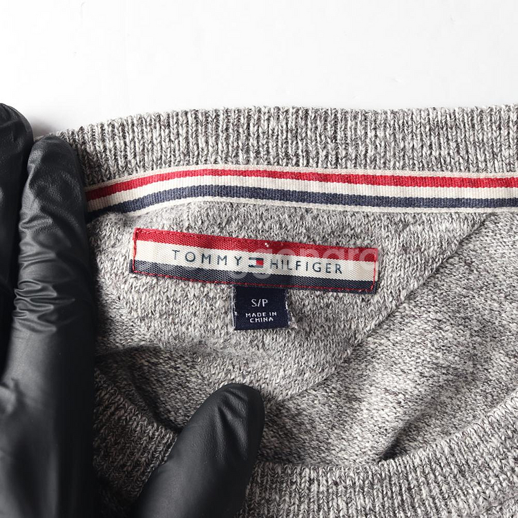 [S]타미힐피거 그레이 보카시 코튼 라운드 니트 스웨터--4