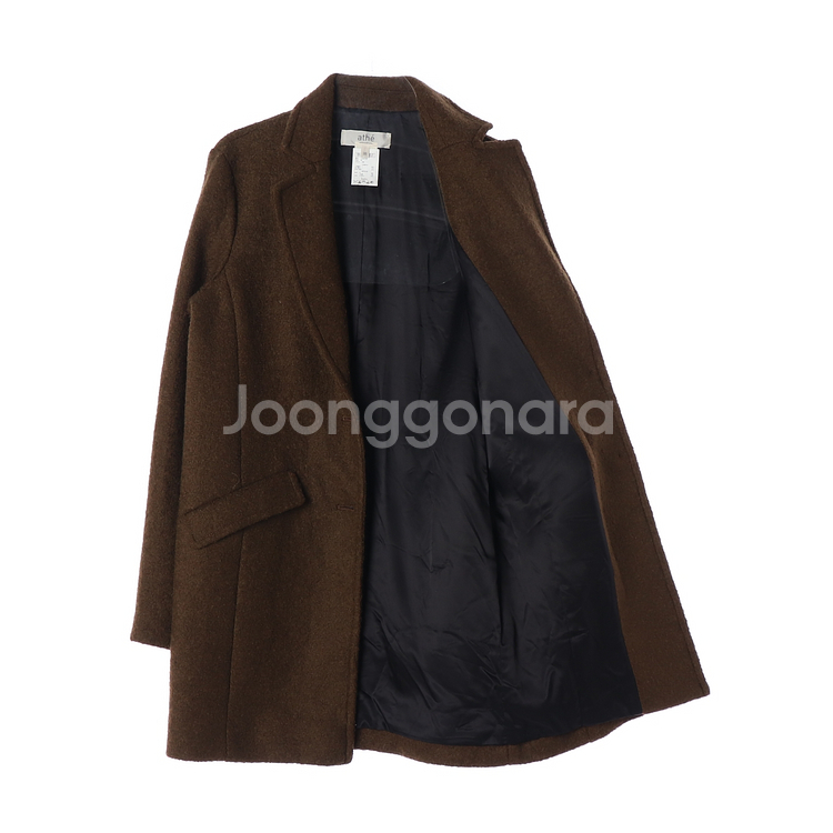[S]아떼바네사브루노 울82% 브라운 싱글브레스티드코트--4