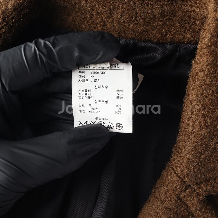 [S]아떼바네사브루노 울82% 브라운 싱글브레스티드코트--7