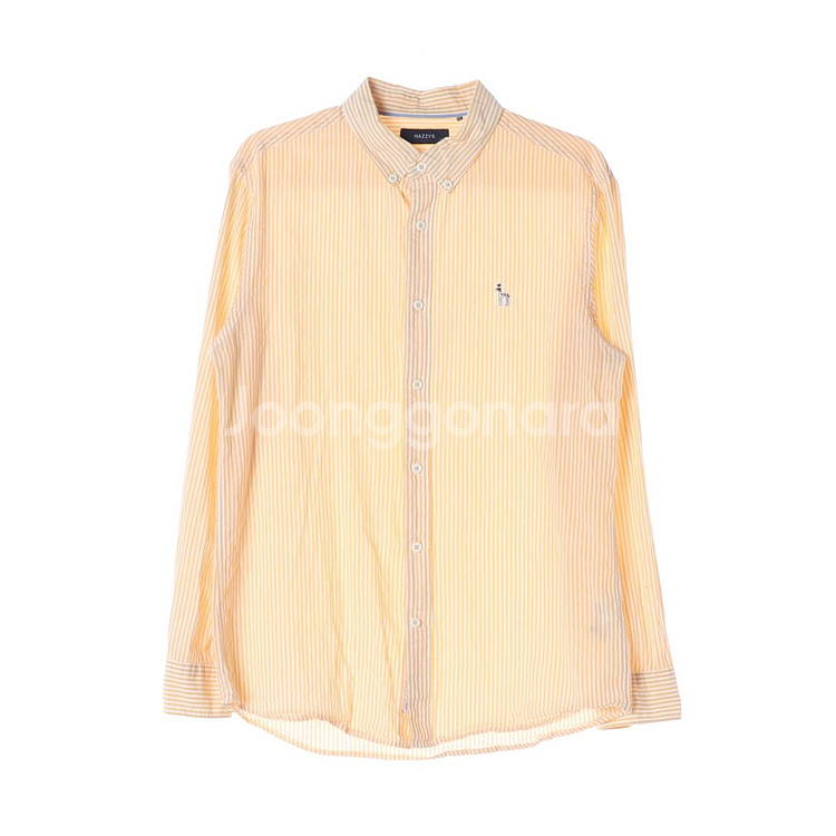 [L]헤지스 린넨 옐로우 스트라이프 긴팔 셔츠--0