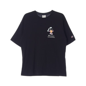 [XS]챔피온 블랙 그래픽 프린팅 반팔 티셔츠