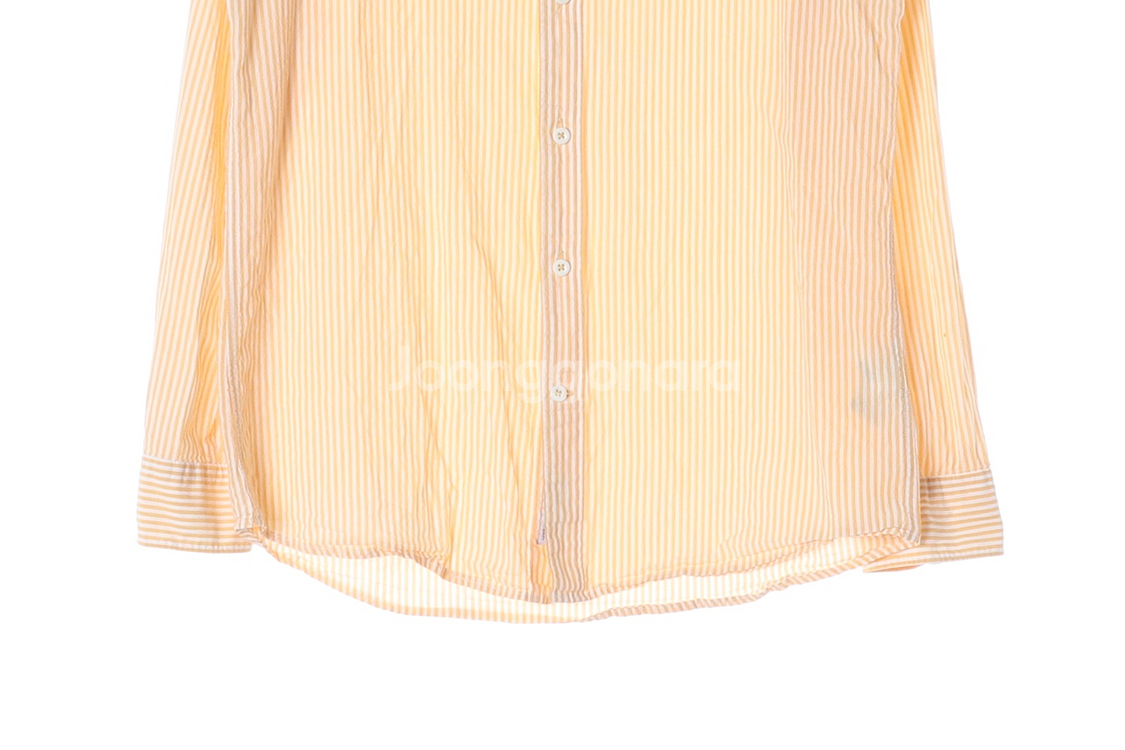 [L]헤지스 린넨 옐로우 스트라이프 긴팔 셔츠--2