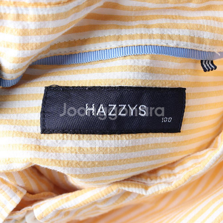 [L]헤지스 린넨 옐로우 스트라이프 긴팔 셔츠--4