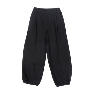 [XS]파사드 패턴 블랙 핀턱 벌룬핏 데님 코튼 팬츠