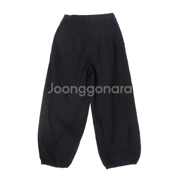 [XS]파사드 패턴 블랙 핀턱 벌룬핏 데님 코튼 팬츠--4