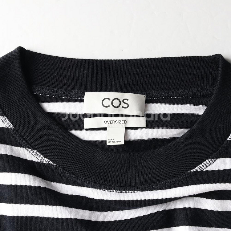 [L]코스 블랙 스트라이프 포켓 오버핏 반팔 티셔츠--4