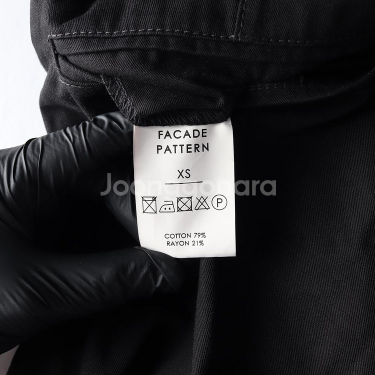 [XS]파사드 패턴 블랙 핀턱 벌룬핏 데님 코튼 팬츠--6