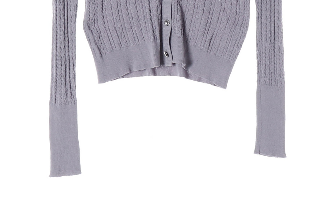 [M]자라 라벤더 꽈배기 브이넥 니트 가디건--3