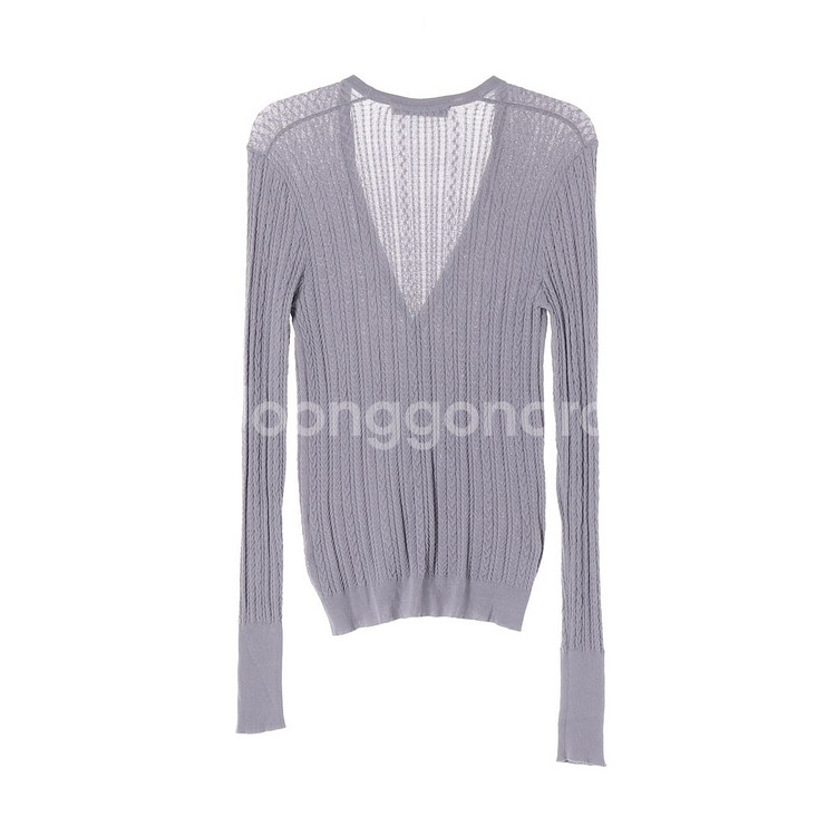 [M]자라 라벤더 꽈배기 브이넥 니트 가디건--4