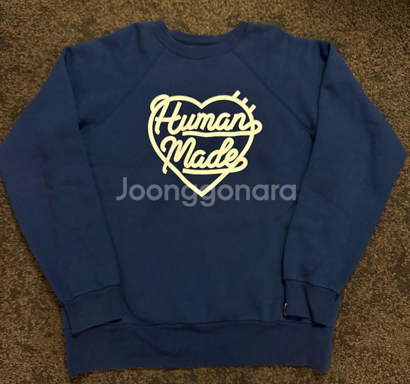 (XXL) 휴먼메이드 라글란 하트로고 크루넥 맨투맨 스웻셔츠--0
