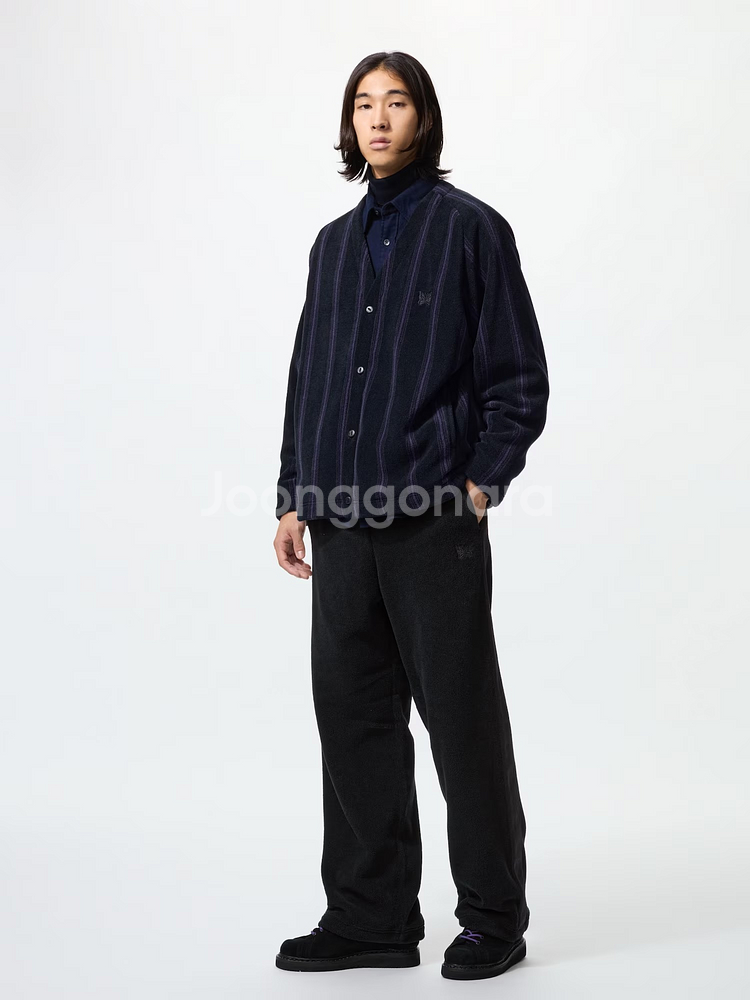 유니클로 니들스 스트라이프 가디건 블랙 팬츠 셋업 S--1