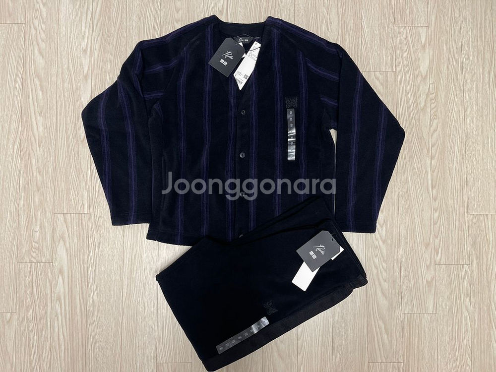 유니클로 니들스 스트라이프 가디건 블랙 팬츠 셋업 S--2