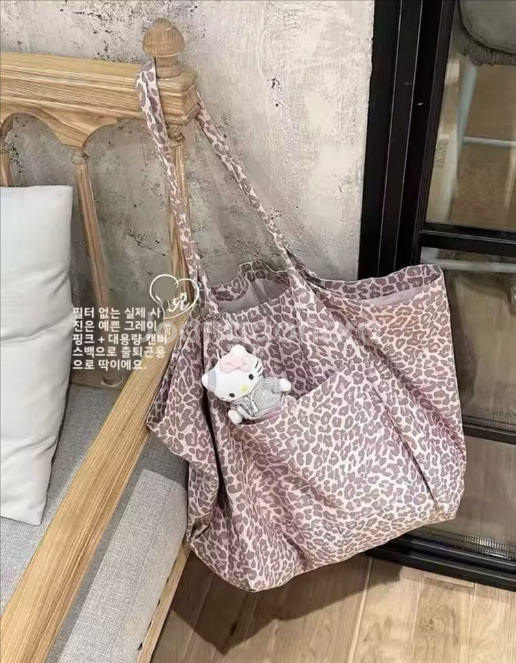 핑크 레오파드 에코백 가방--1